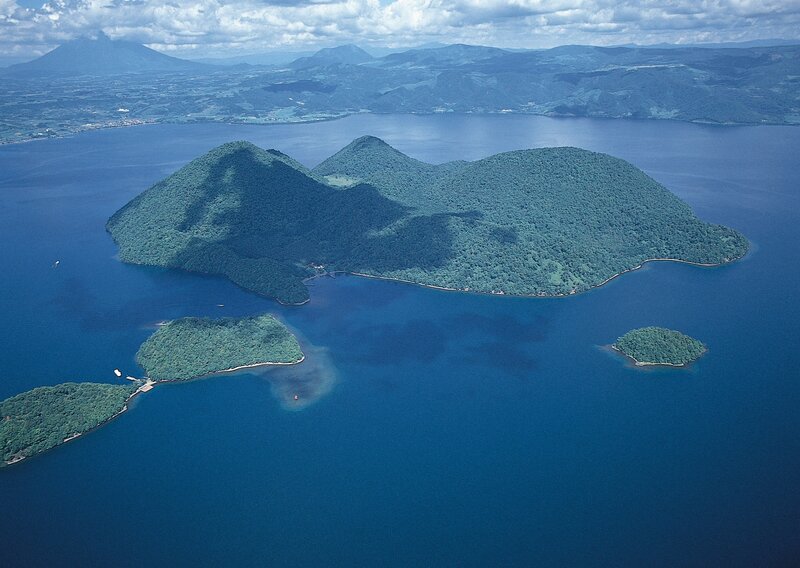 Aerial view of volcanic islands