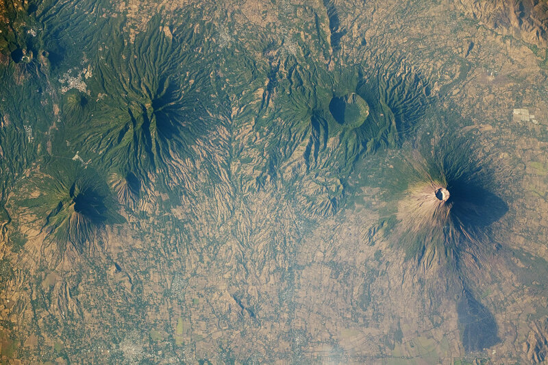 Aerial view of volcanic landscape