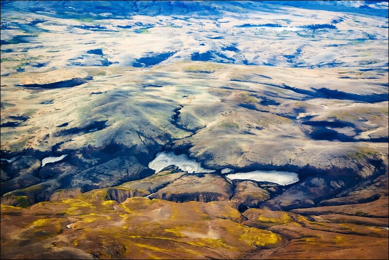 Aerial view of volcanic landscape