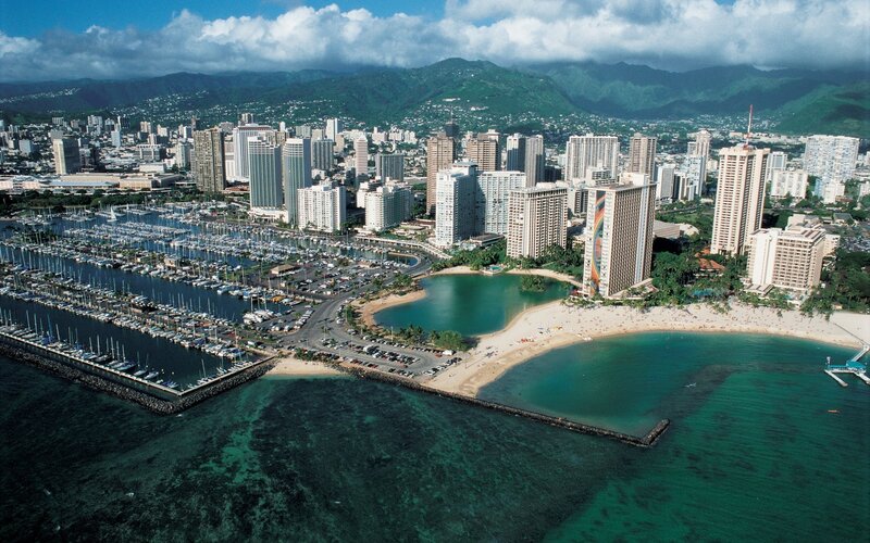 Aerial view of Waikiki Beach