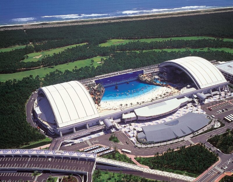 Aerial view of water park