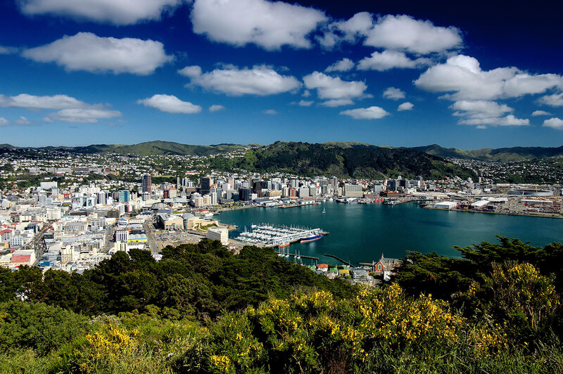 Aerial view of Wellington harbor