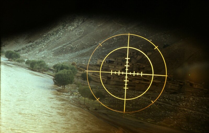 Aerial view through a targeting scope