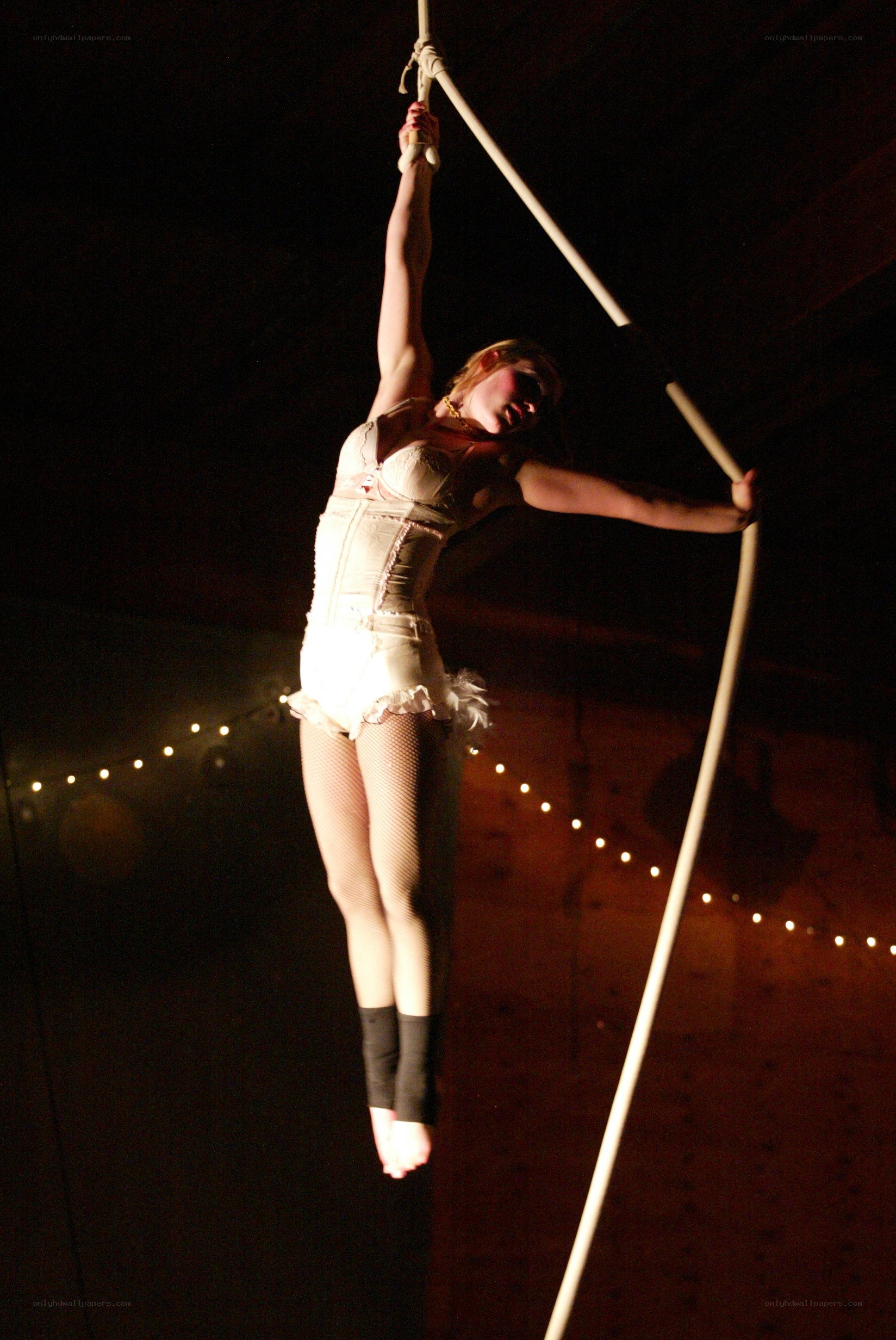 Aerialist performing on rope