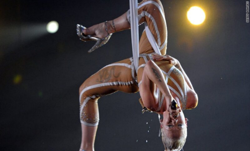 Aerialist performing on stage