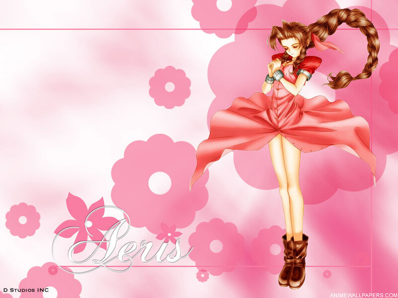Aeris in a pink dress