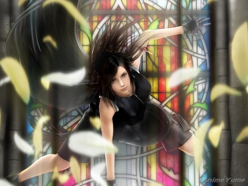 Aerith Gainsborough in stained glass