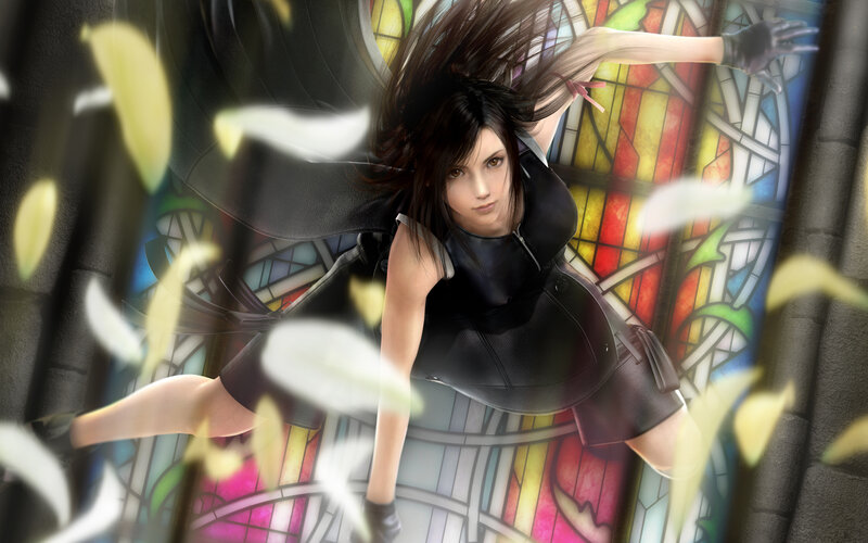 Aerith Gainsborough in stained glass