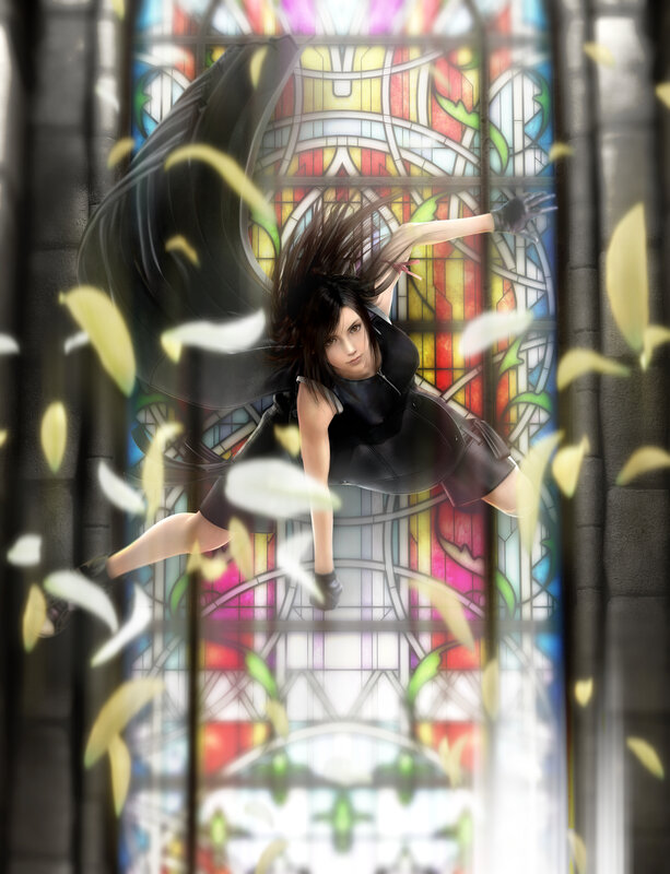 Aerith in stained glass