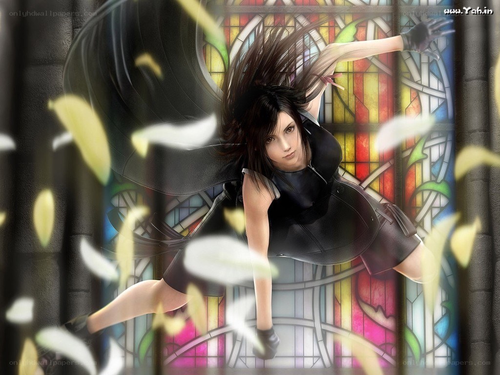 Aerith in stained glass
