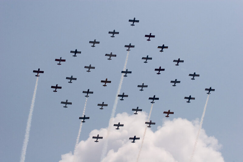 Aerobatic plane formation