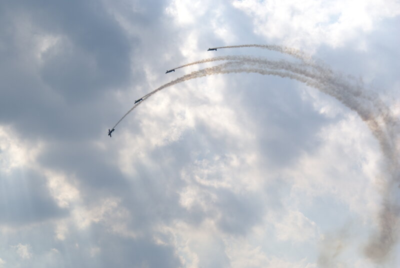 Aerobatic planes in formation