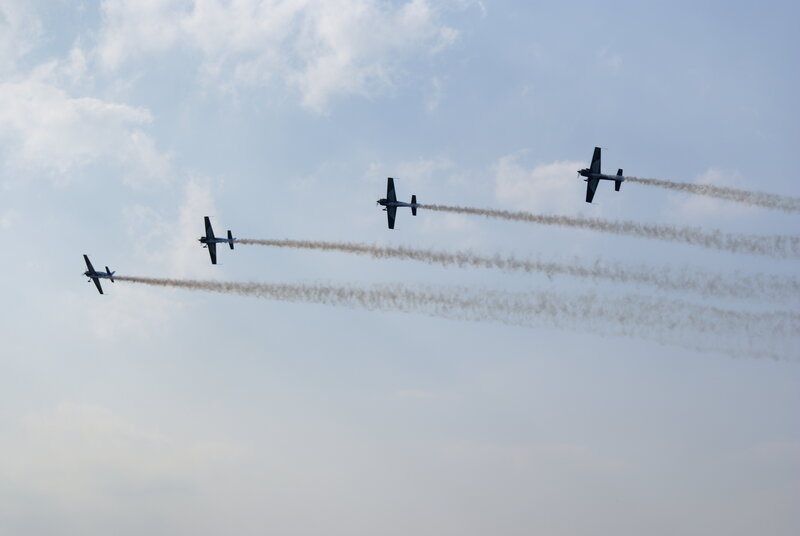 Aerobatic planes in formation