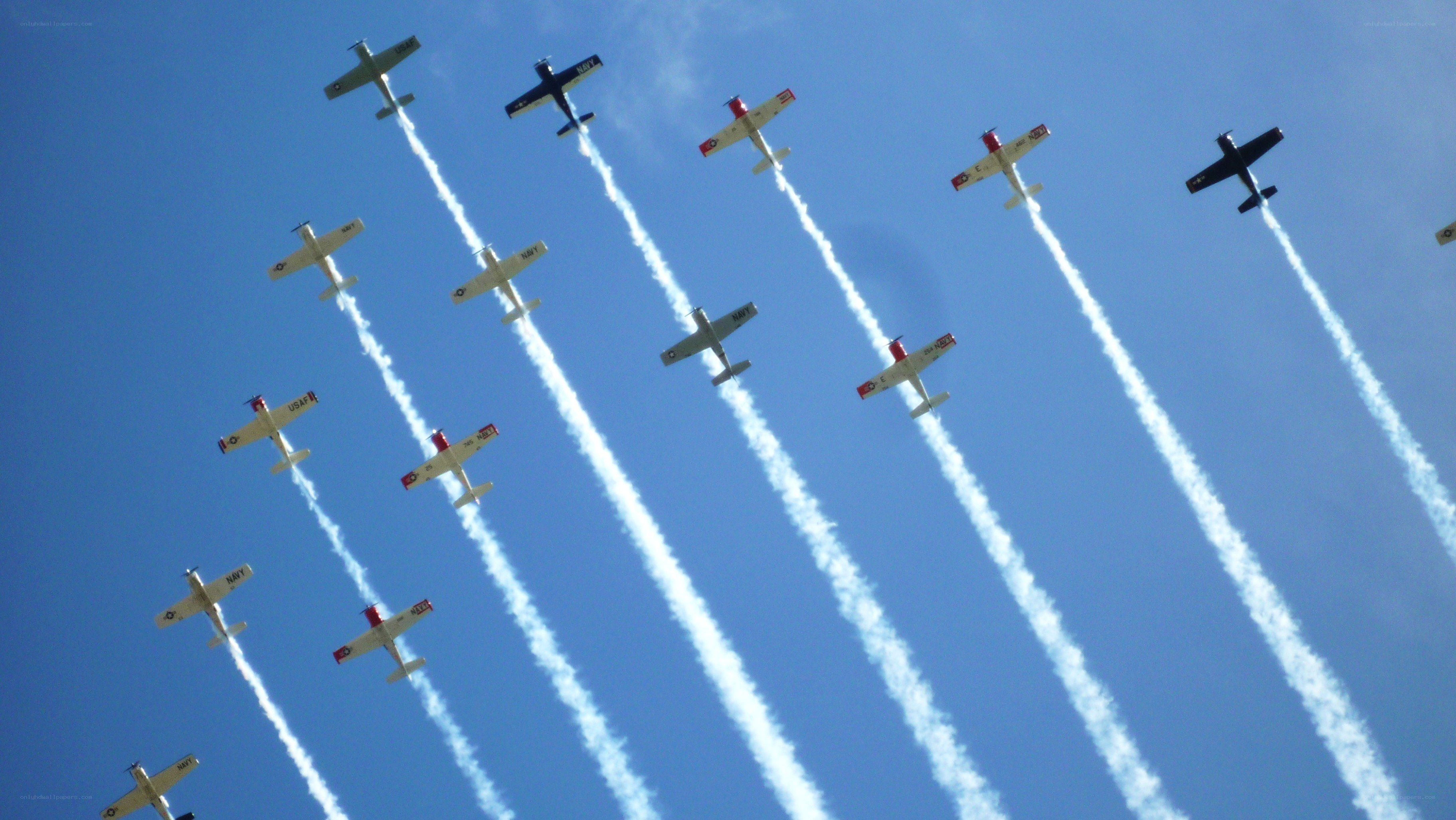 Aerobatic planes in formation
