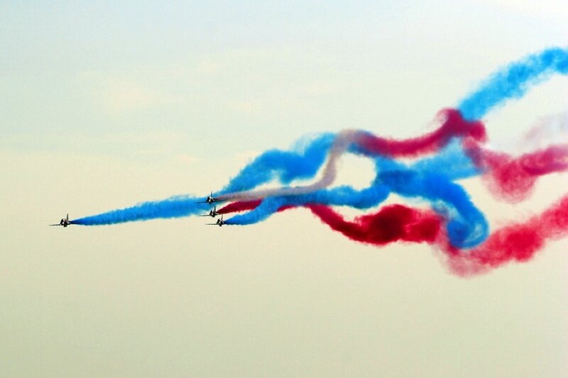 Aerobatic team performing in the sky