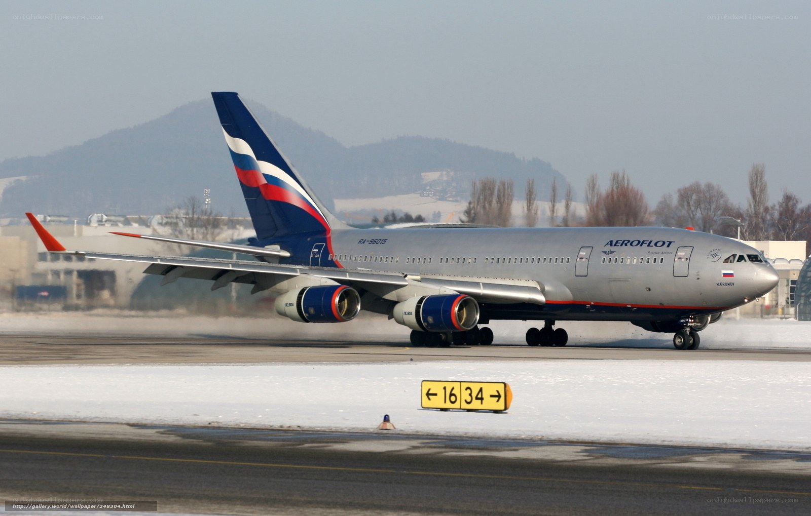 Aeroflot aircraft on snowy runway