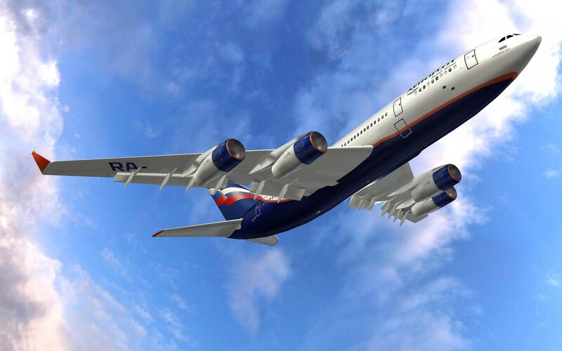 Aeroflot airplane in flight
