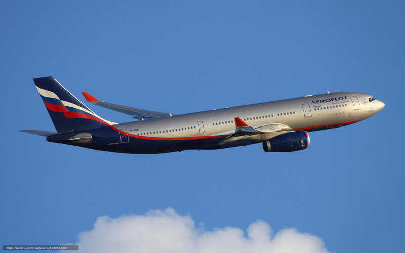 Aeroflot Airplane in Flight — Blue