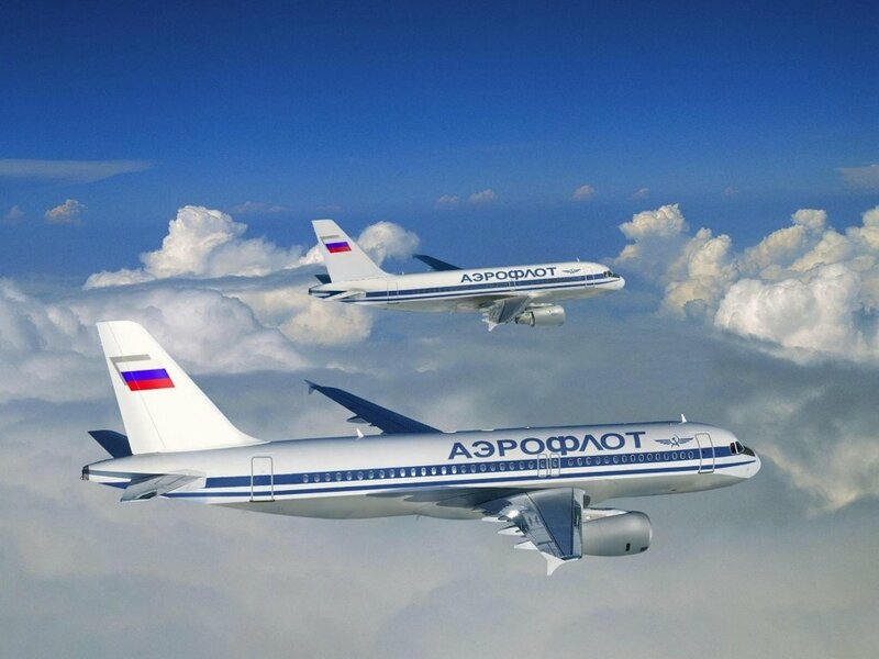 Aeroflot airplanes in flight