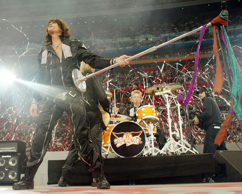 Aerosmith performing on stage