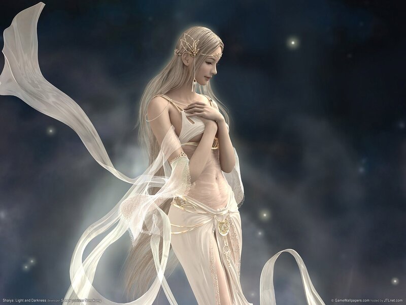 Aetherial woman in flowing white robes