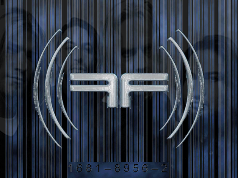 AF logo with barcode background