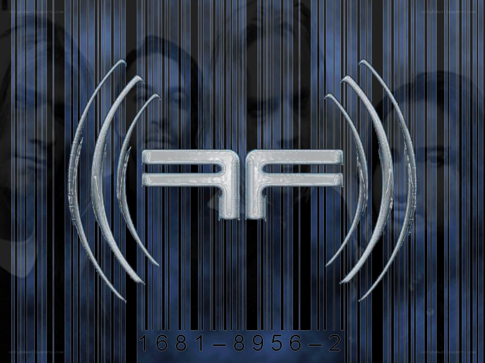 AF logo with barcode background