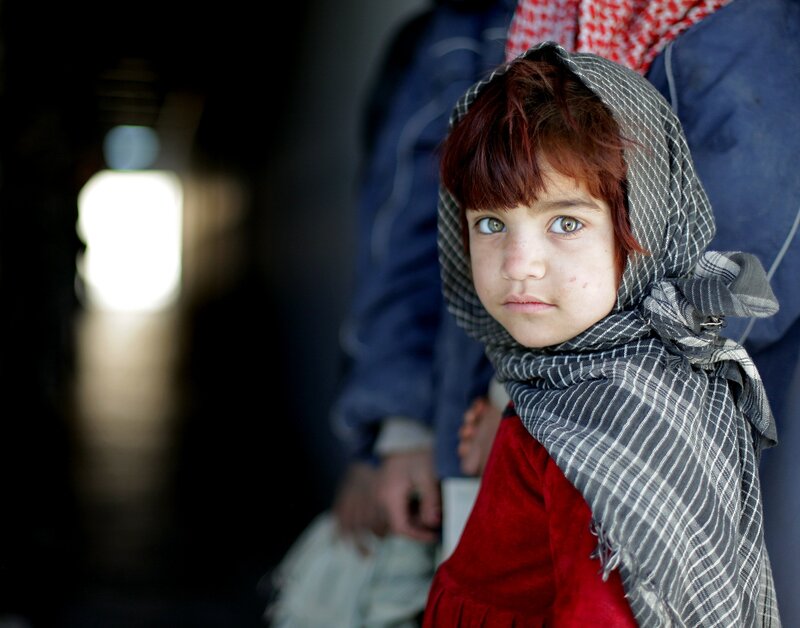 Afghan girl in headscarf