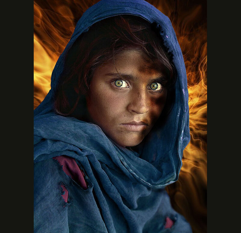 Afghan girl with green eyes