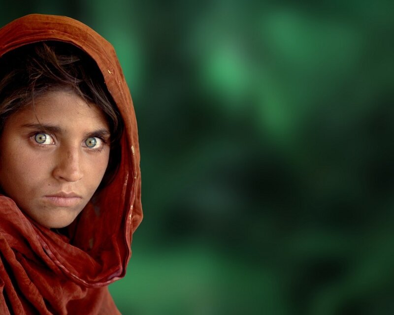 Afghan Girl with Green Eyes — Red