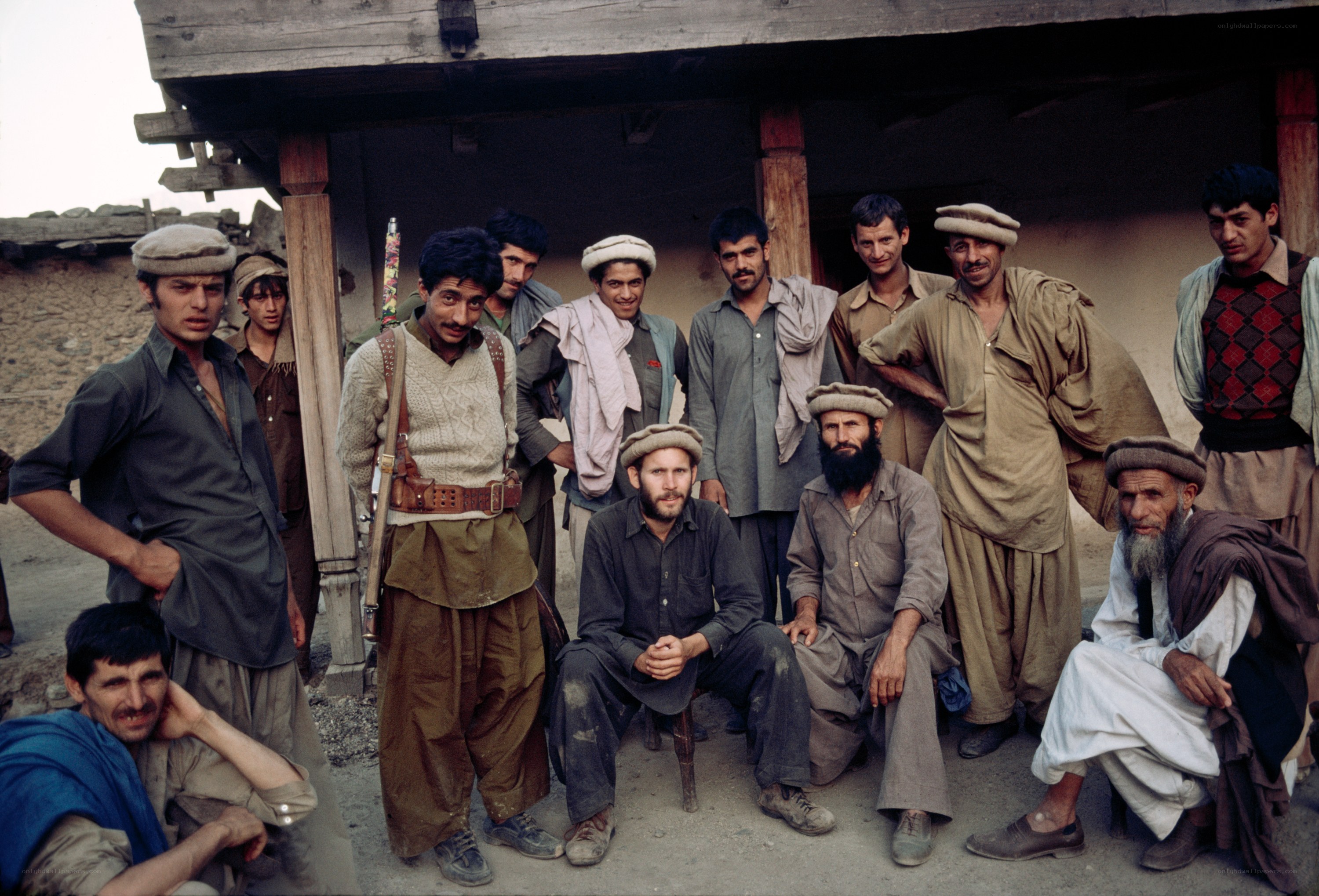 Afghan men in village