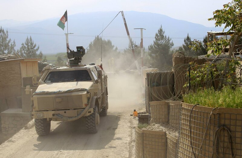 Afghan military vehicle at checkpoint