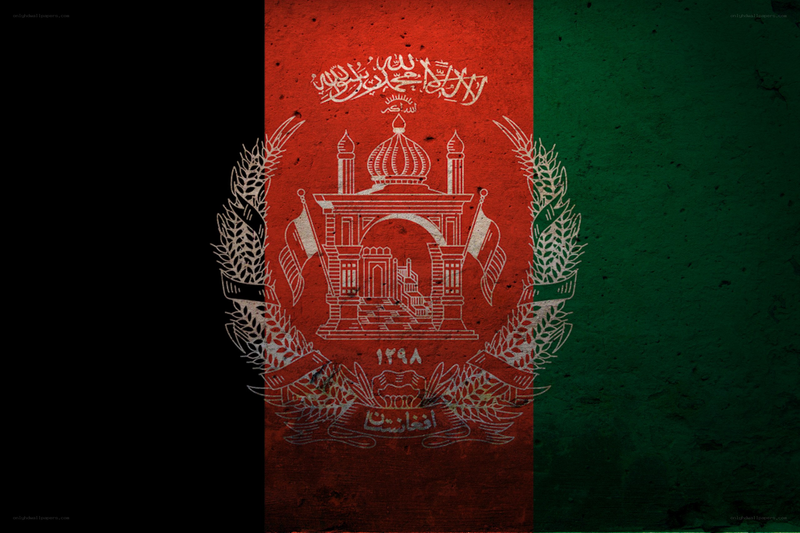 Afghanistan flag with emblem