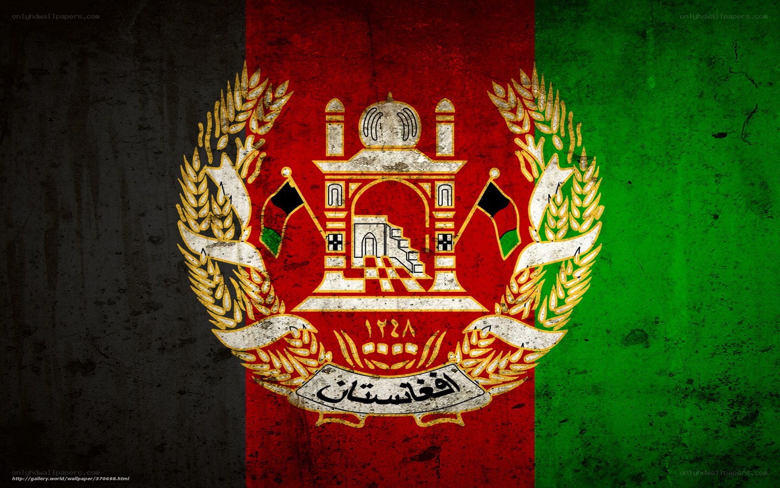 Afghanistan flag with emblem