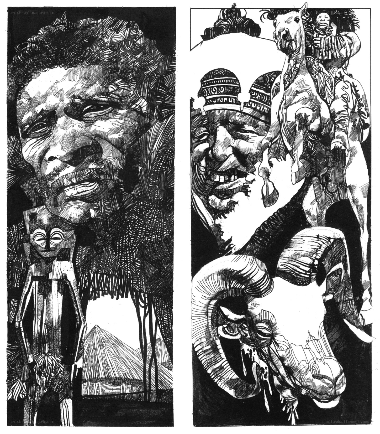 African and Middle Eastern Art Illustrations