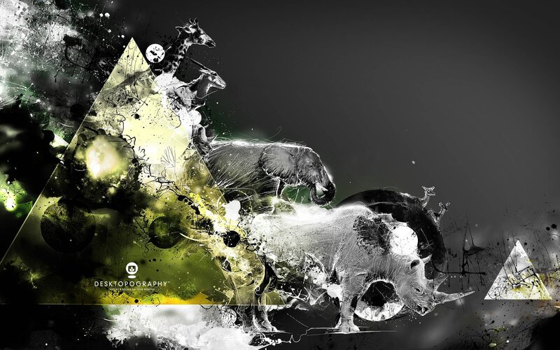 African animals in abstract art