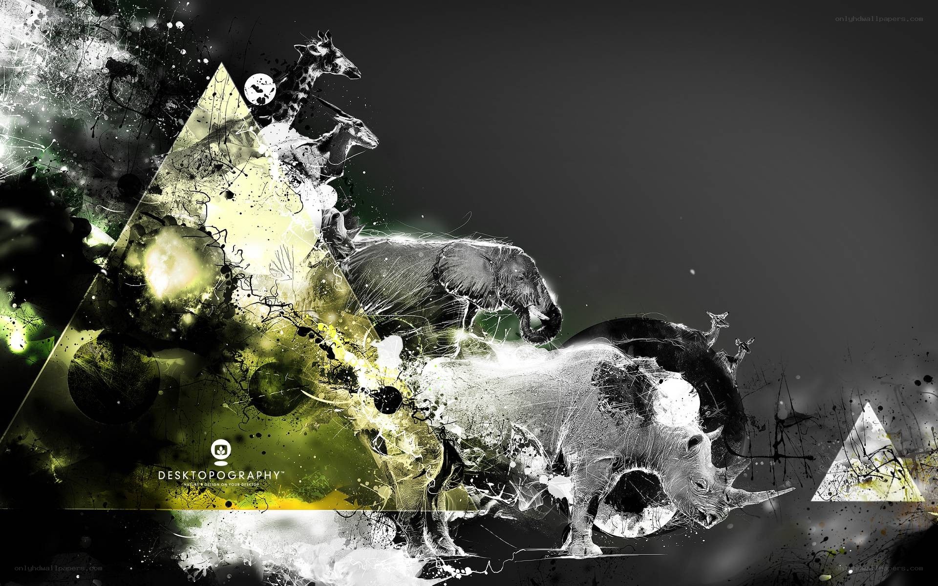 African animals in abstract art