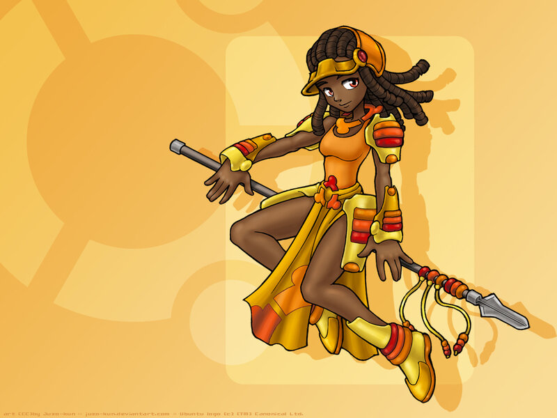 African warrior woman with spear