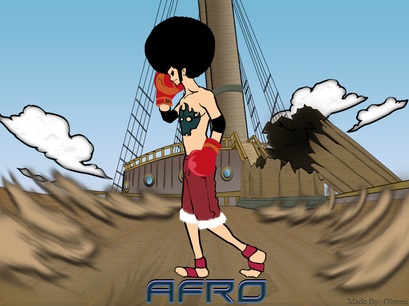 Afro character on ship deck