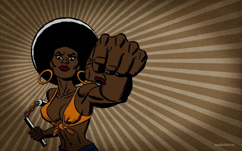 Afro Woman with Nunchucks