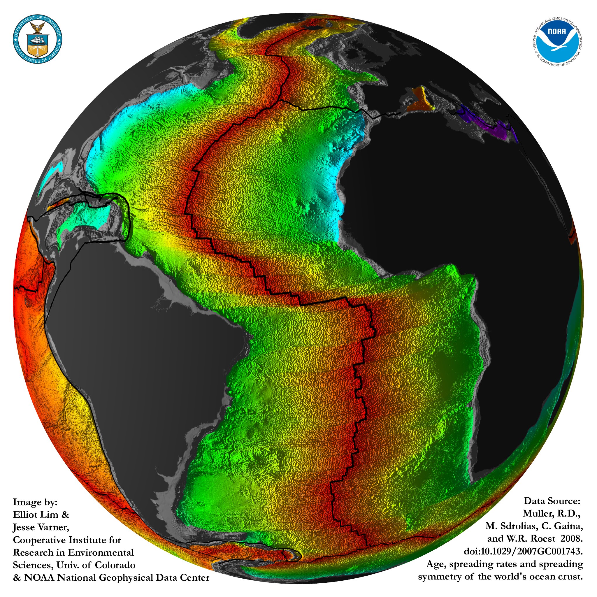 Age of ocean crust map