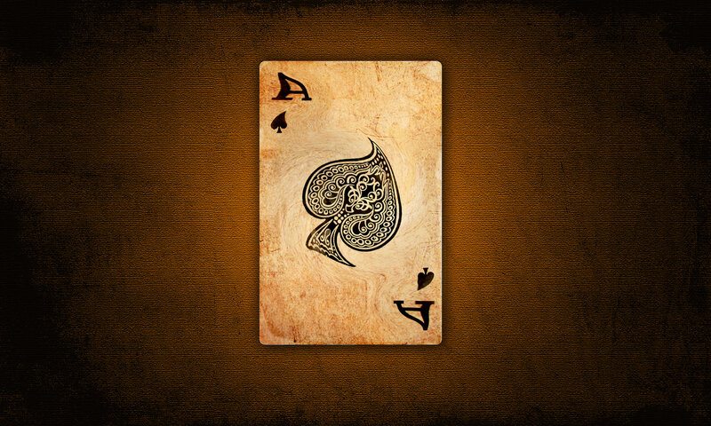 Aged ace of spades card