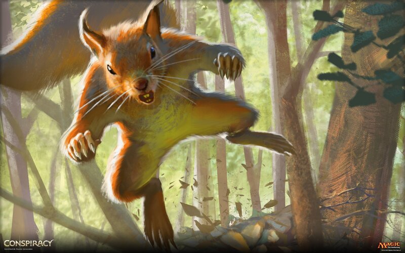 Aggressive Squirrel in Forest