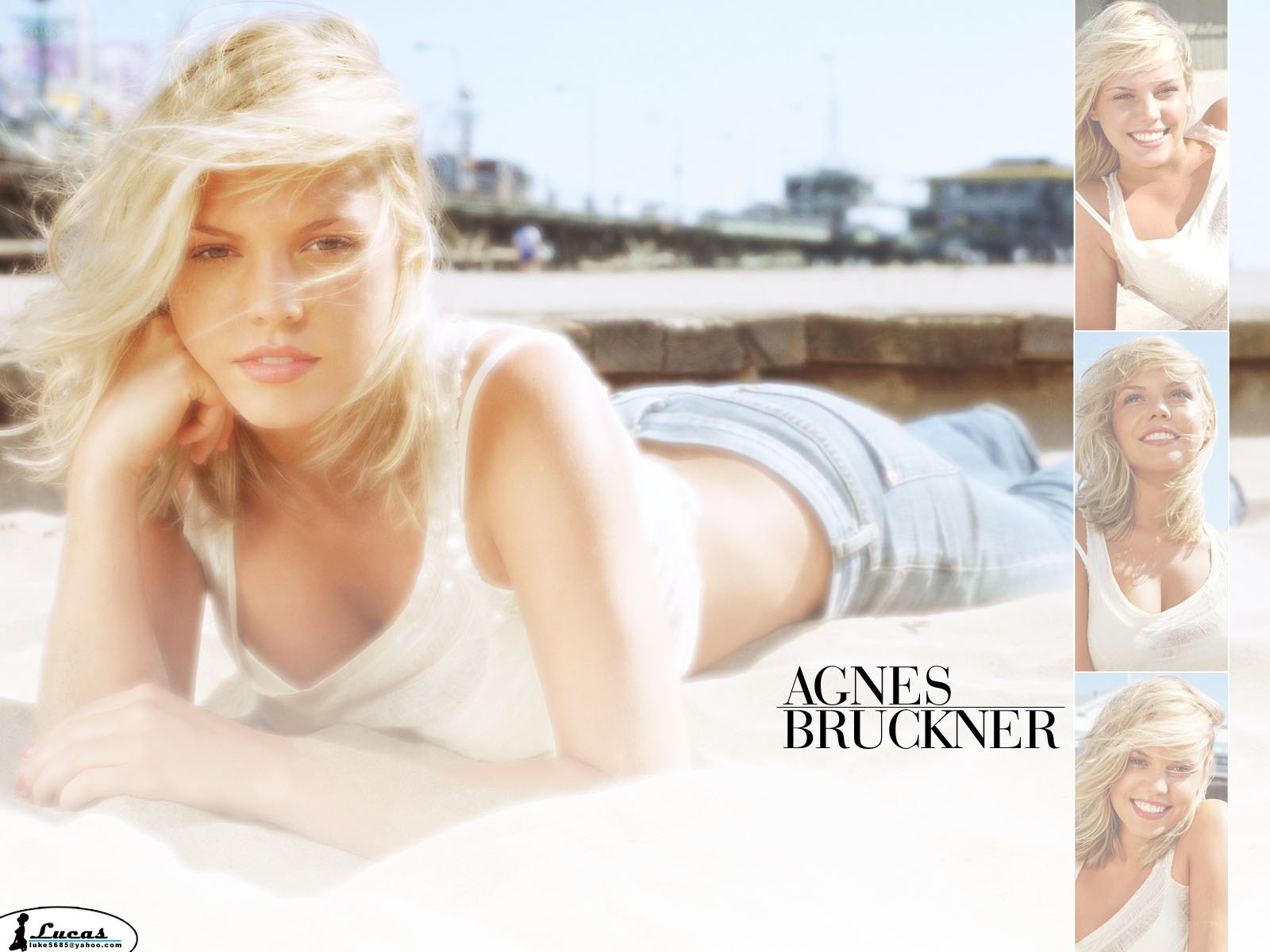 Agnes Bruckner on the beach