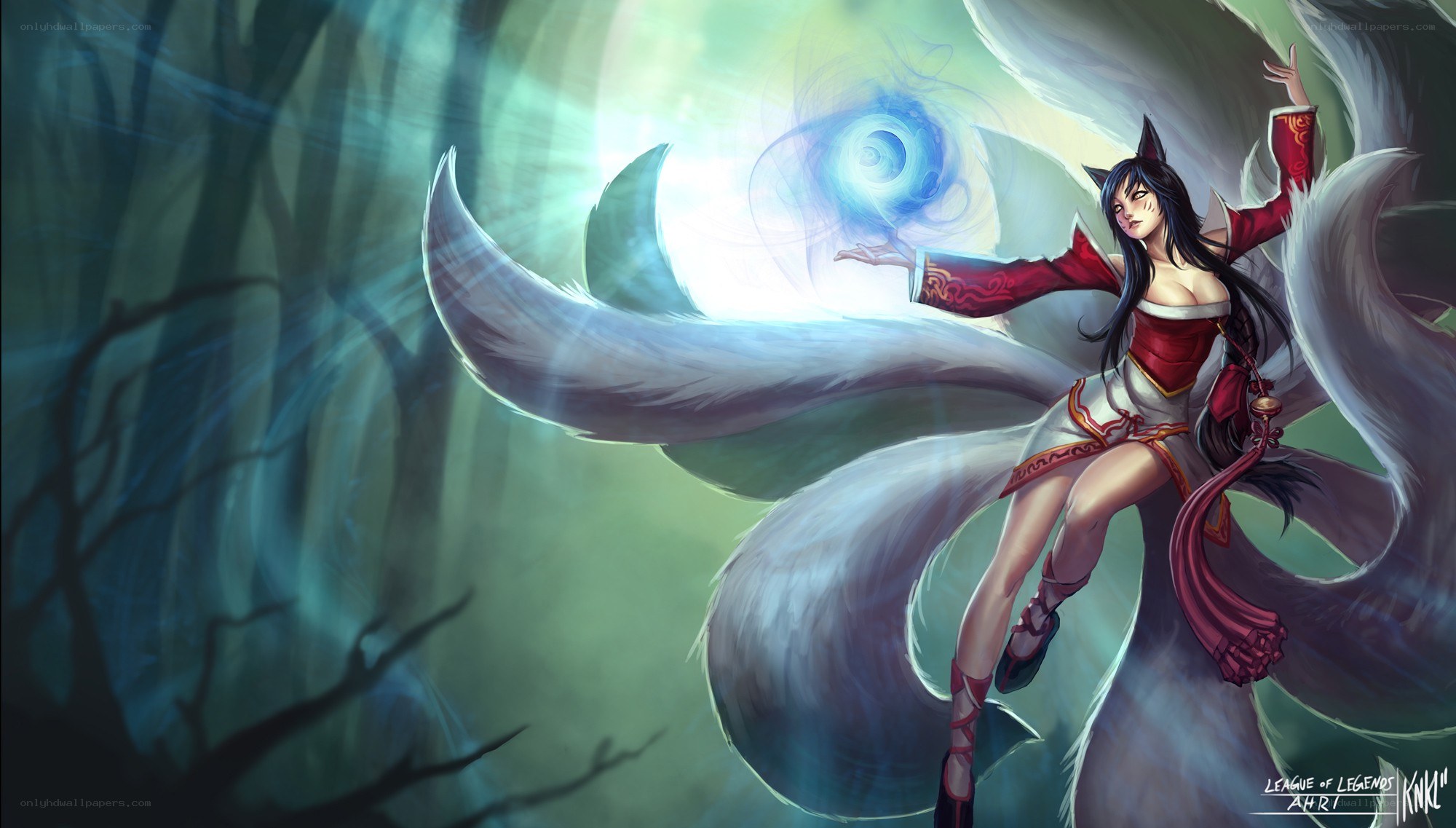 Ahri casting spell in forest