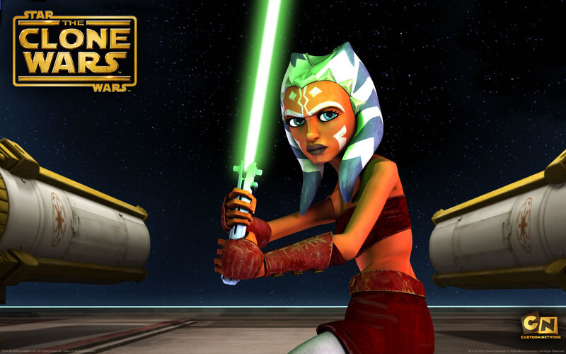 Ahsoka Tano with Lightsaber — Green, Dramatic, Night