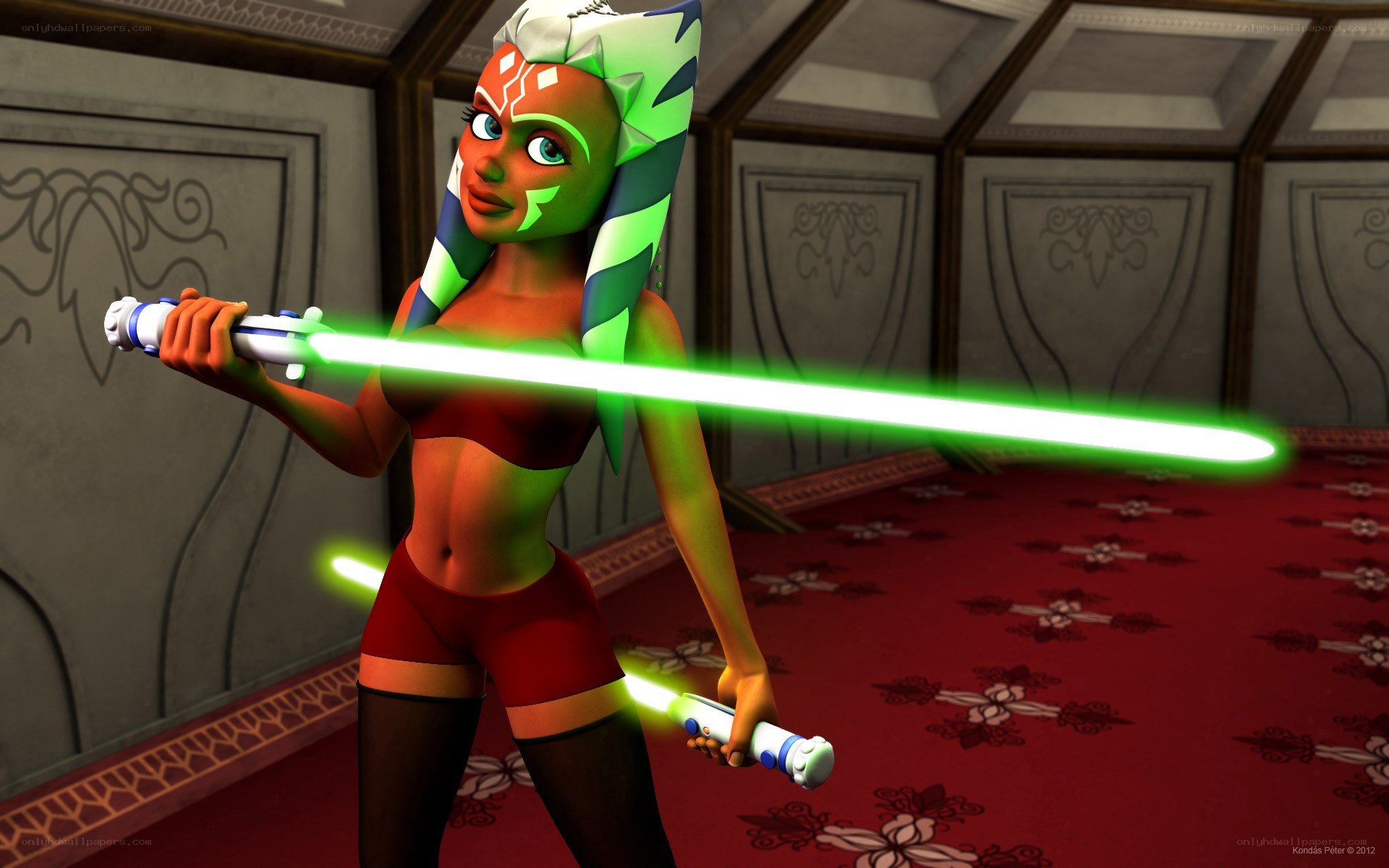 Ahsoka Tano with lightsabers