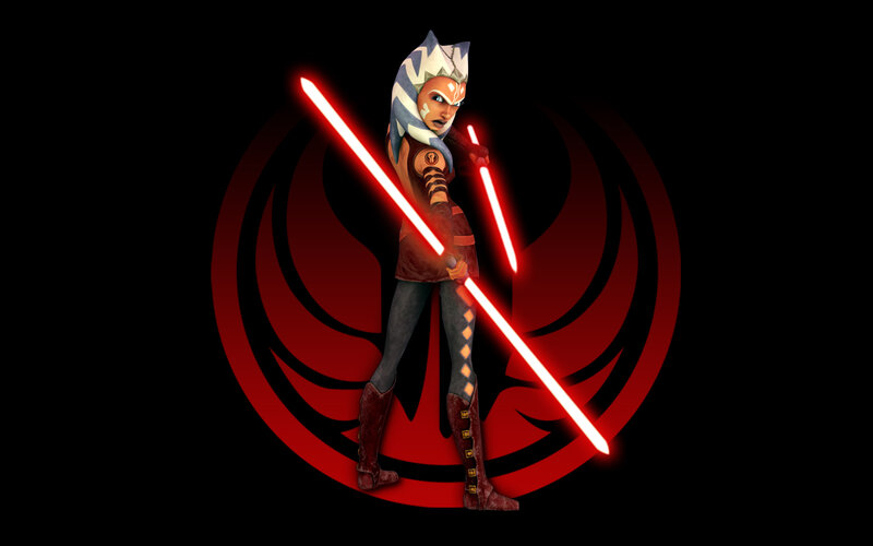 Ahsoka Tano with Lightsabers — Black, Dramatic
