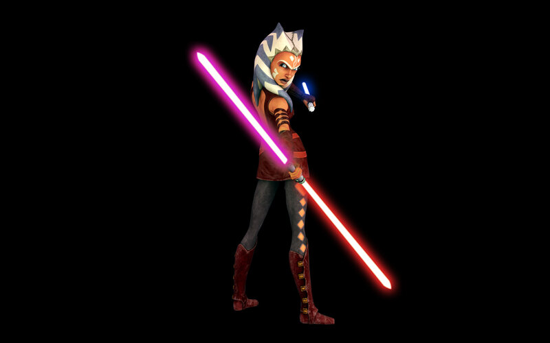 Ahsoka Tano with Lightsabers — Black