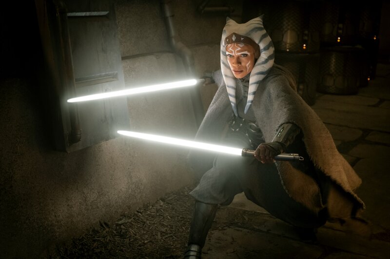 Ahsoka Tano with Lightsabers — White, Dramatic, Night